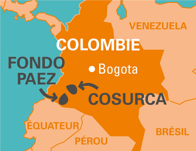 Carte coopÃ©rative COSURCA en Colombie cafÃ© arabica 250g